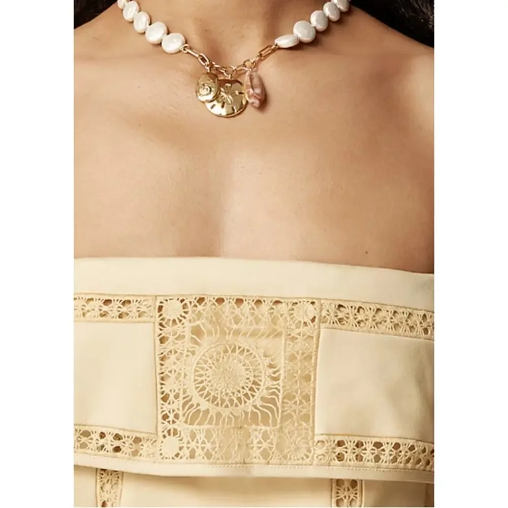 J Crew Crochet Panel Dress 18 NWT Yellow Tan Biege CL647 J.Crew Boho Western